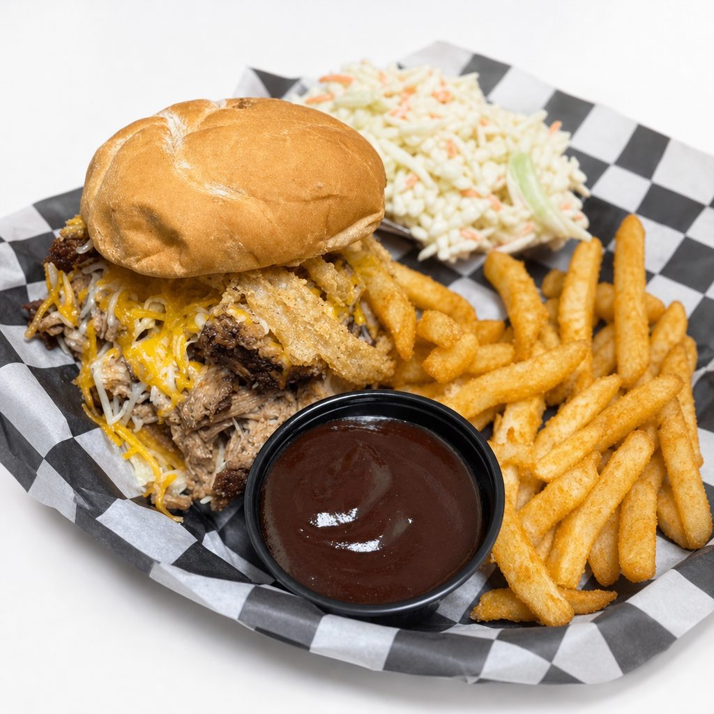 BBQ Pork Pig Sandwich.