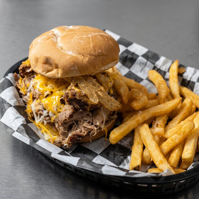 BBQ Pork Pig Sandwich.
